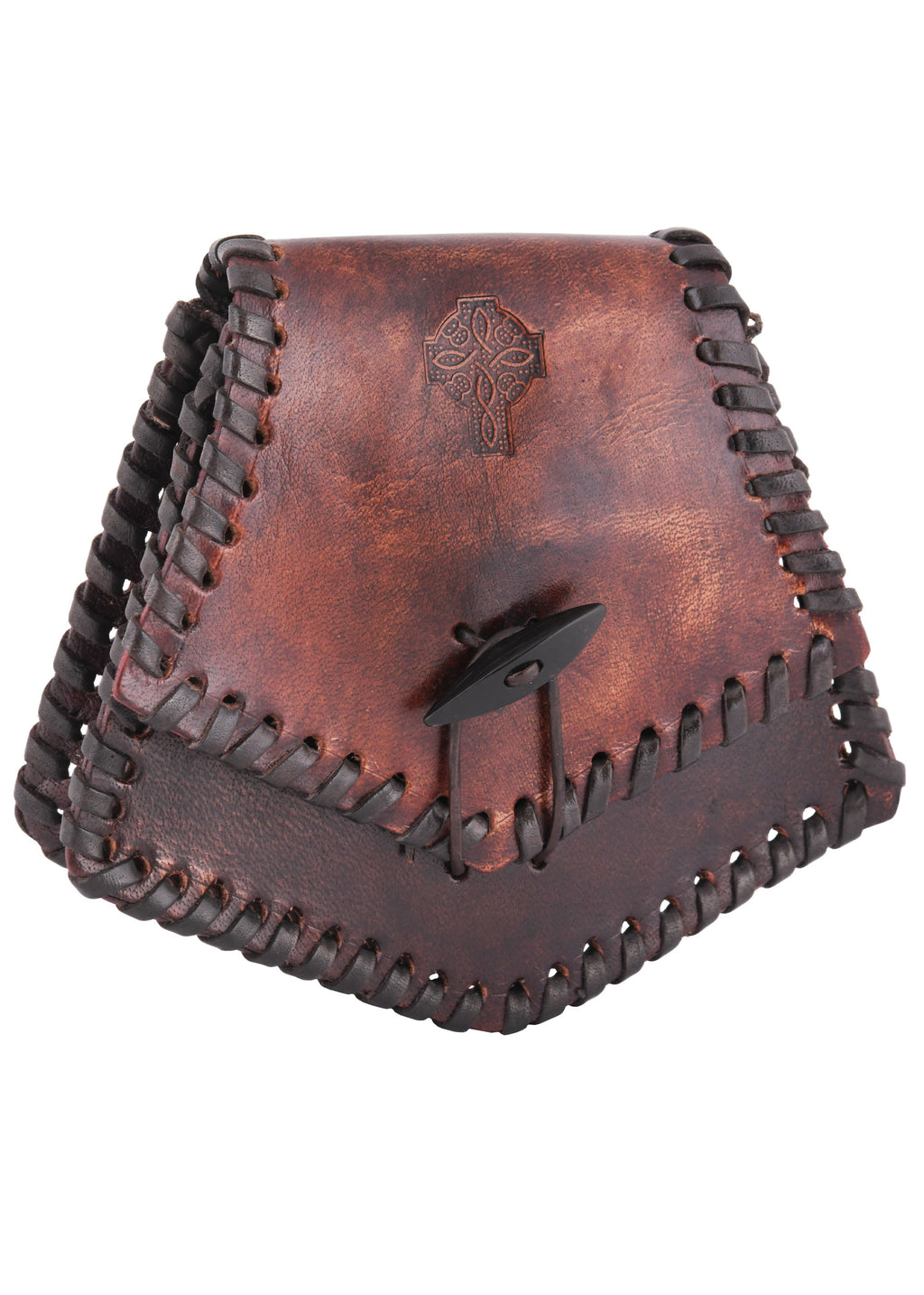Celtic Leather Belt Pouch — Pictish Motif, Brown
