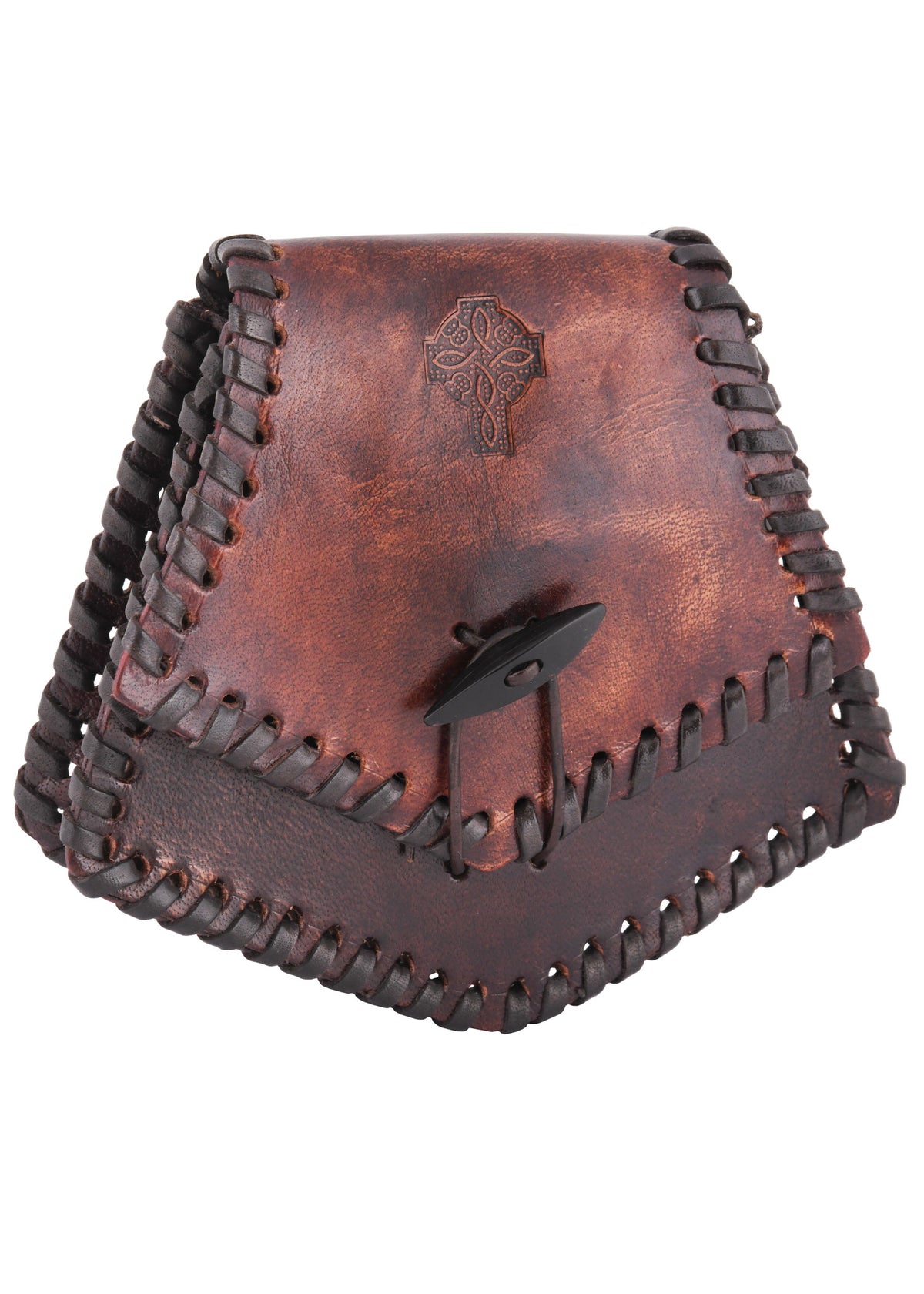 Celtic Leather Belt Pouch — Pictish Motif, Brown