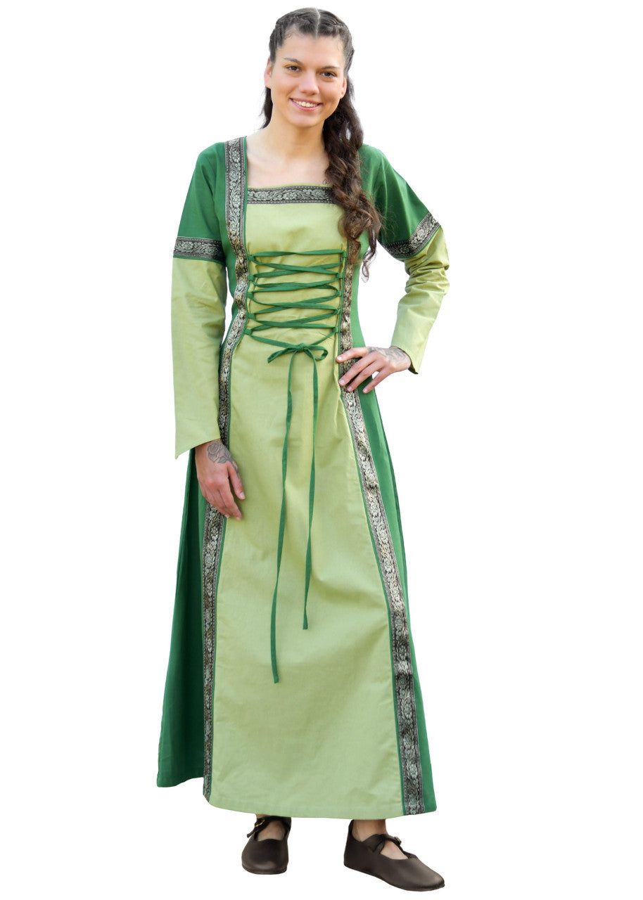 Medieval Dress Eleanor — Green / Washed Green