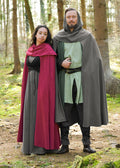 Hooded Cloak Isen with Collar — Washed Green