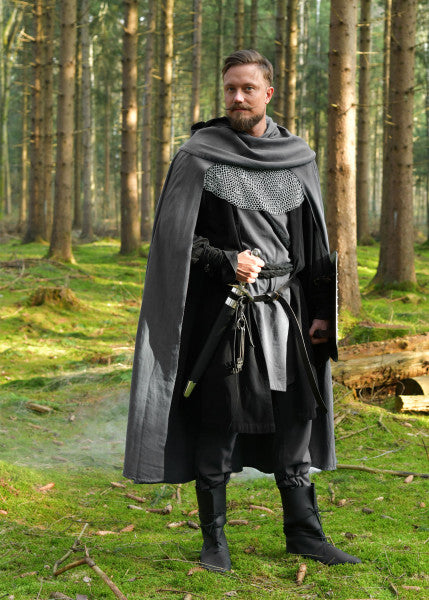 Hooded Cloak Isen with Collar — Washed Green