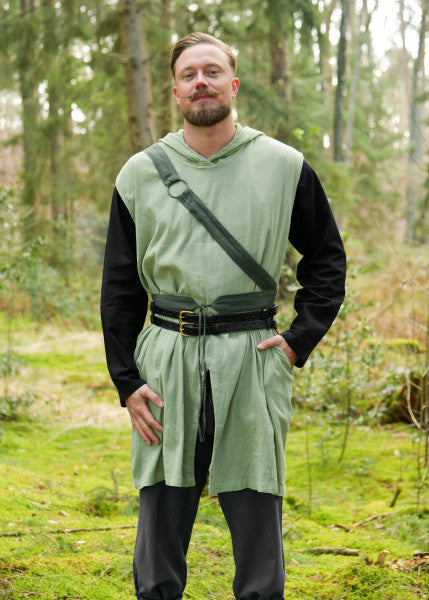 Sleeveless Tunic Malric with Hood — Washed Green