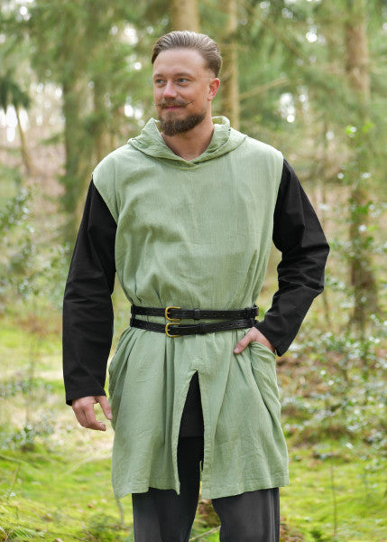 Sleeveless Tunic Malric with Hood — Washed Green