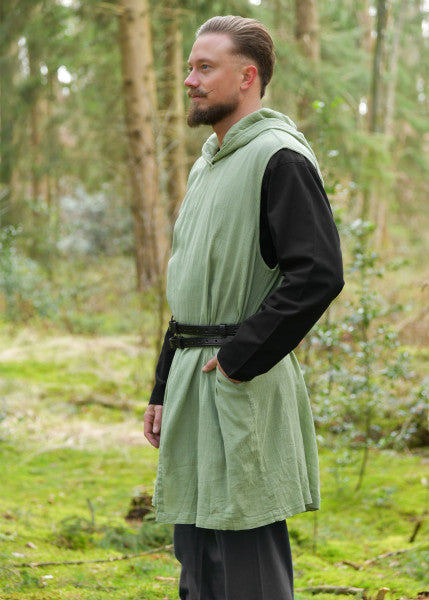 Sleeveless Tunic Malric with Hood — Washed Green