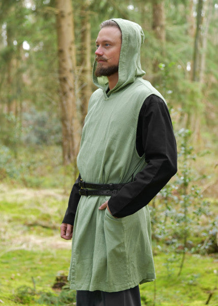 Sleeveless Tunic Malric with Hood — Washed Green