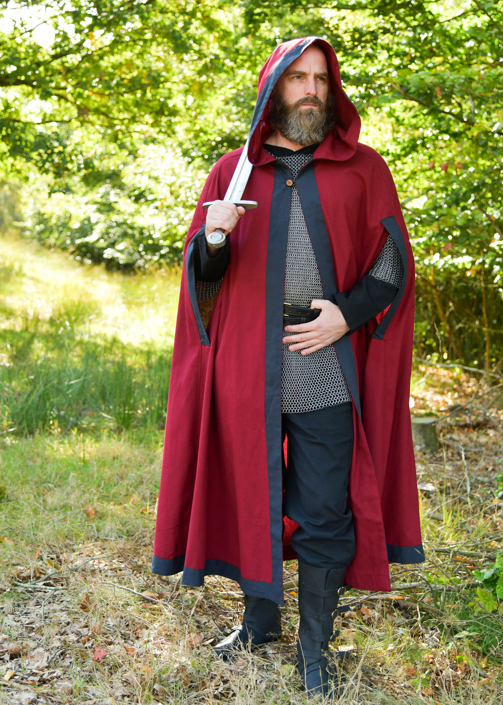 Two-Tone Medieval Cloak Theves — Beige-Brown / Olive Green