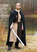 Medieval Cloak with Velvet Facing — Black